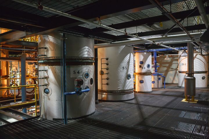 Continuous stills at the Crown Royal Distillery