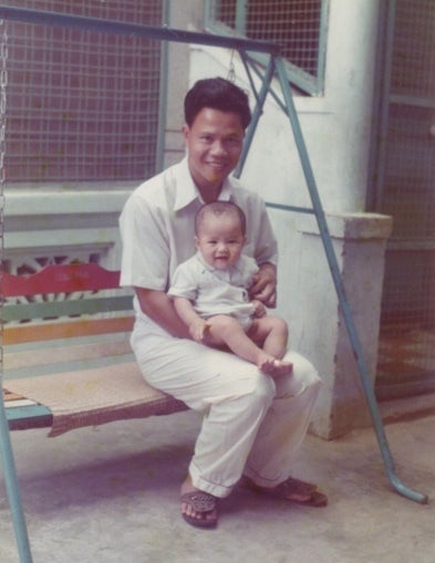 <p> Baby Jimmy with father Linh Duy Nguyen - Saigon, Vietnam</p>