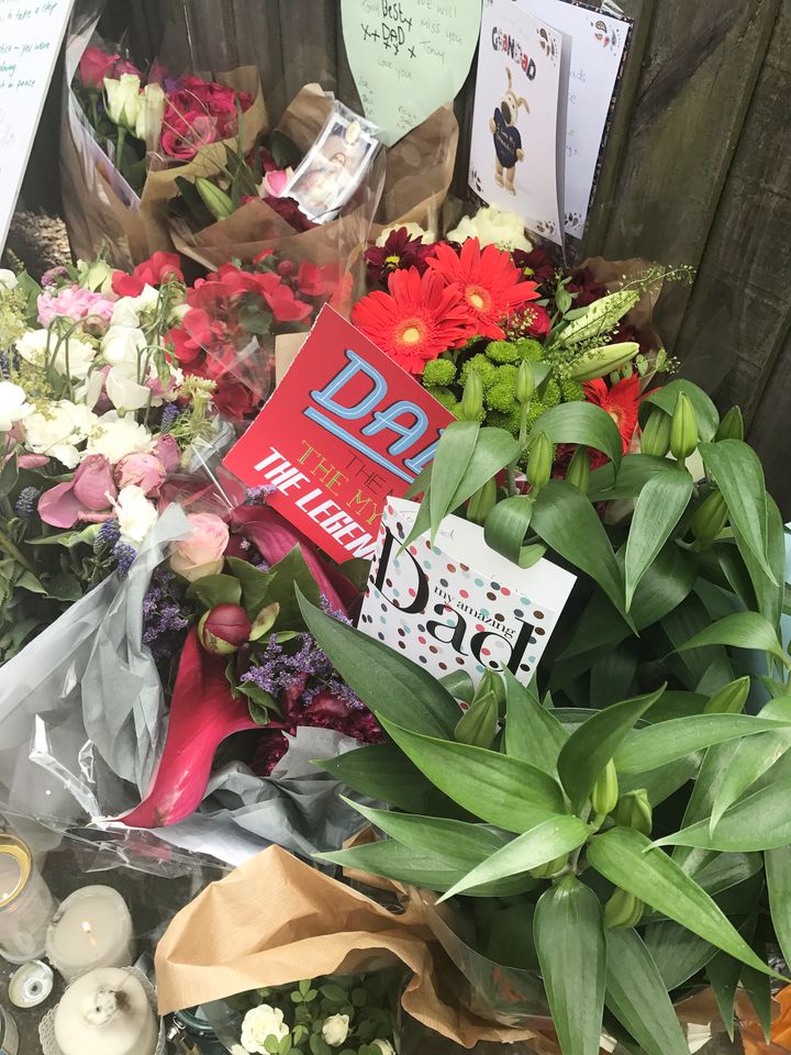 Father's Day cards have been left outside Latymer Community Church near to Grenfell Tower in west London.