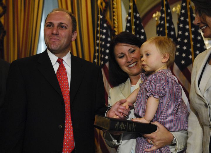 Rep. Steve Scalise is seen with his wife, Jennifer, and their then 13-month-old daughter, Madison, during a mock swearing-in ceremony in 2008.