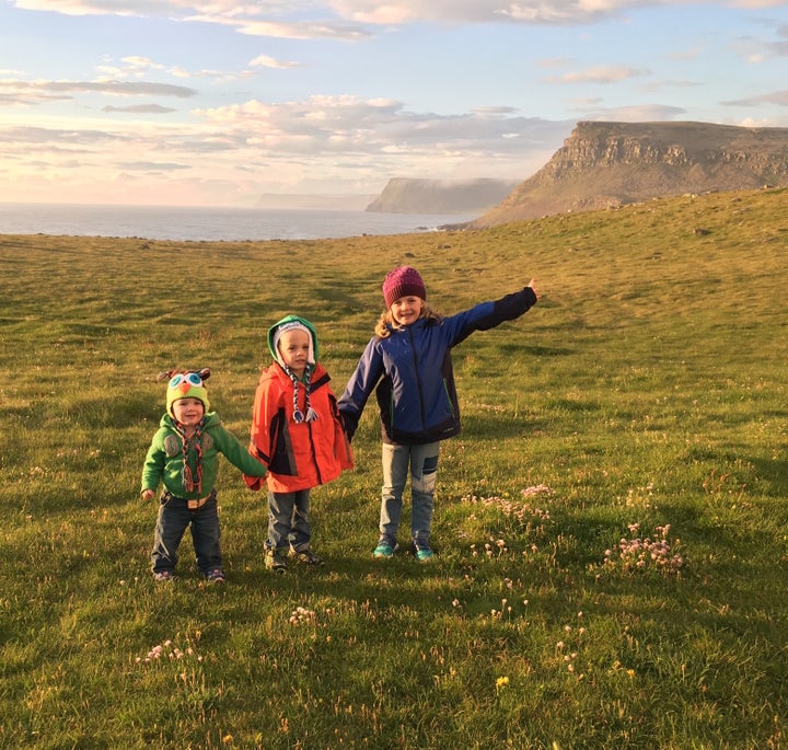 Our kids at the puffin cliffs at Latrabjarg in Iceland. 