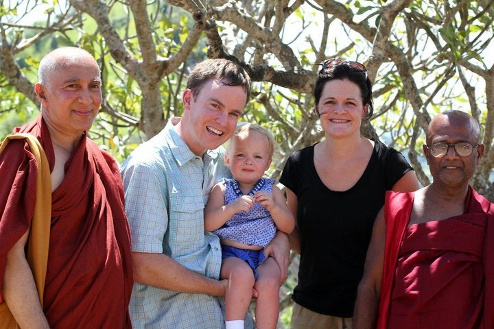 Meeting Buddhist monks in Sri Lanka. 