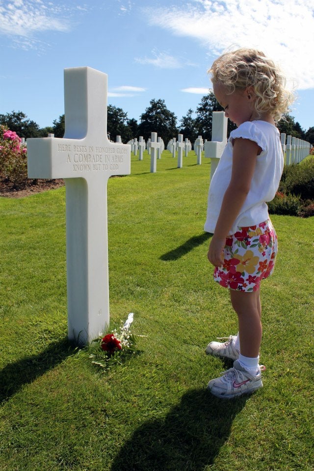 Our daughter at Normandy American Cemetery and Memorial. 