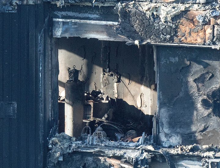 A view inside the Grenfell Tower in west London after a fire engulfed the 24-storey building on Wednesday morning