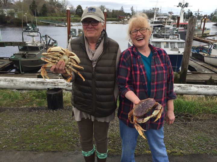  Sealy and Belinda with Dungeness Crabs near Astoria, Oregon