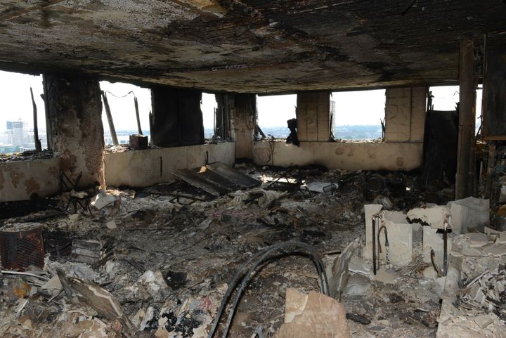 A police photo shows the inside of a Grenfell Tower flat