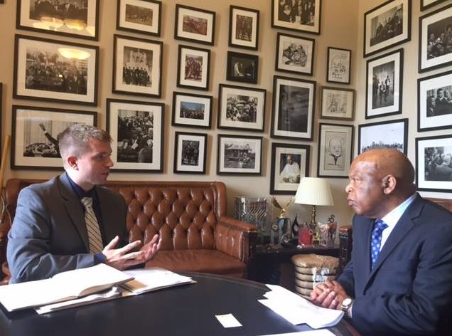 Chris Purdy meeting with Representative John Lewis (D-GA) in support of the Special Immigrant Visa (SIV) program. April 2017