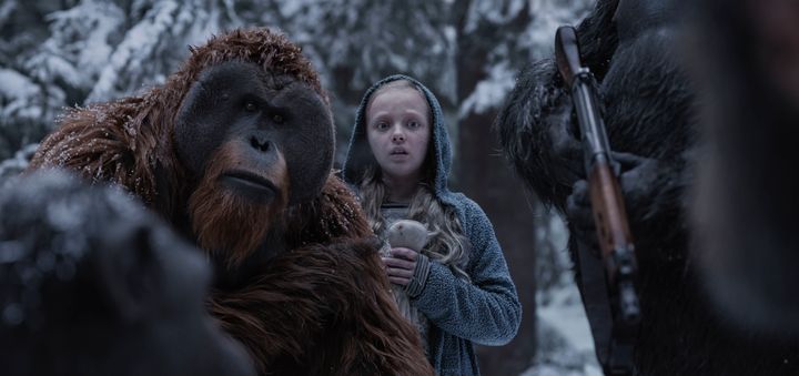 Karin Konoval, left, and Amiah Miller in Twentieth Century Fox’s "War for the Planet of the Apes."
