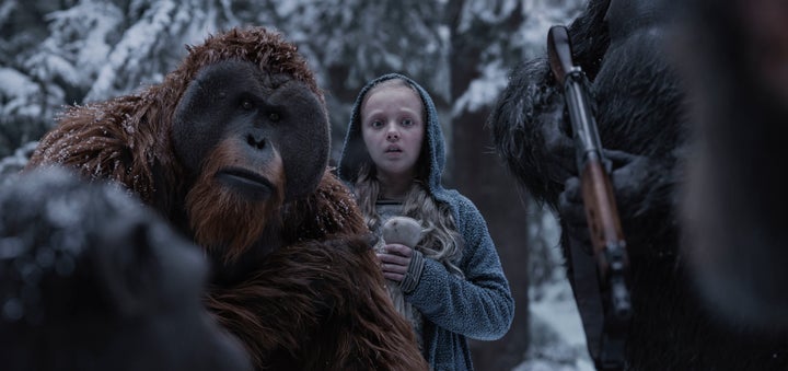 <p>Karin Konoval, left, and Amiah Miller in Twentieth Century Fox’s "War for the Planet of the Apes."</p>