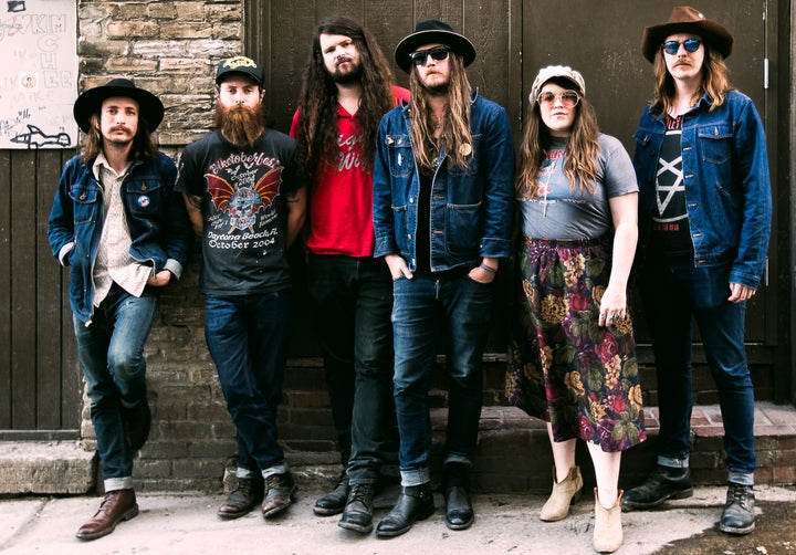 Banditos (from left): Steve Pierce (banjo/vocals), Randy Wade (drums), Danny Vines (bass), Corey Parsons (guitar/vocals), Mary Beth Richardson (vocals/tambourine/kazoo) and Jeff Salter (guitar).