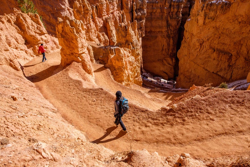 <em>Descending the Navajo Loop trail from Sunset Point. </em>