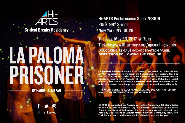 Promo Card Hi-Arts for 5/23 Performance - Liza Fernandez, Zoe Garcia , Zuleyma Guevara, Rebecca Martinez, Mariana Newhard, Monica Steuer, Teresa Yenque.