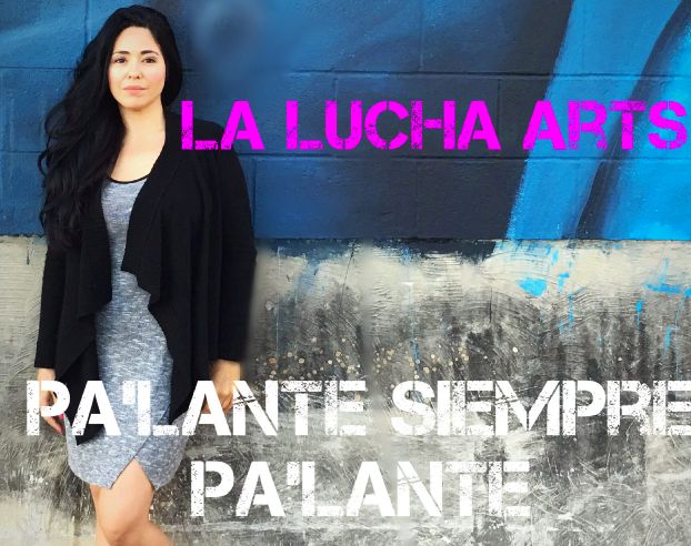 <p>Promo image for La Lucha Arts with logo</p>