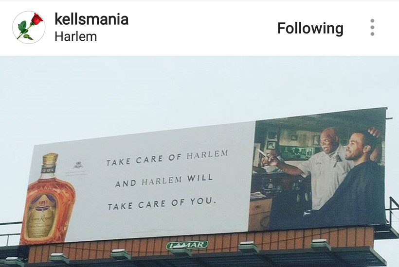 Crown Royal using #TakeCareofHarlem