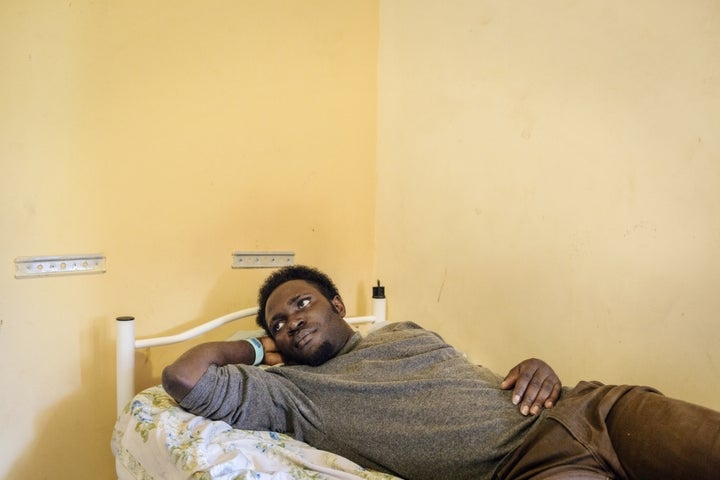 Sylvester Paul, 26, from Nigeria, at a hotel converted into a reception centre in the province of Trapani