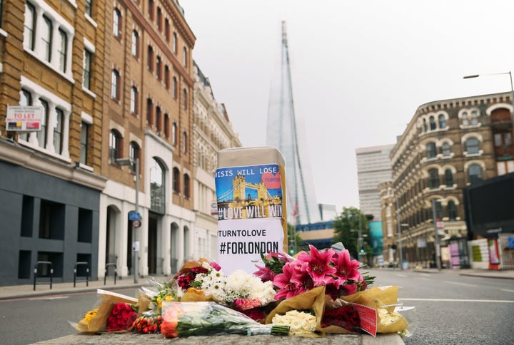 Floral tributes laid near Borough Market