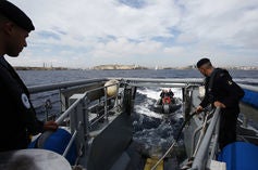Operation Frontex personnel operate off the coast of Malta in March 2017.
