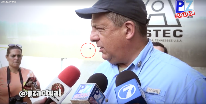 Down the hatch! Costa Rican President Luis Guillermo Solis Rivera was filmed swallowing a wasp on live TV.