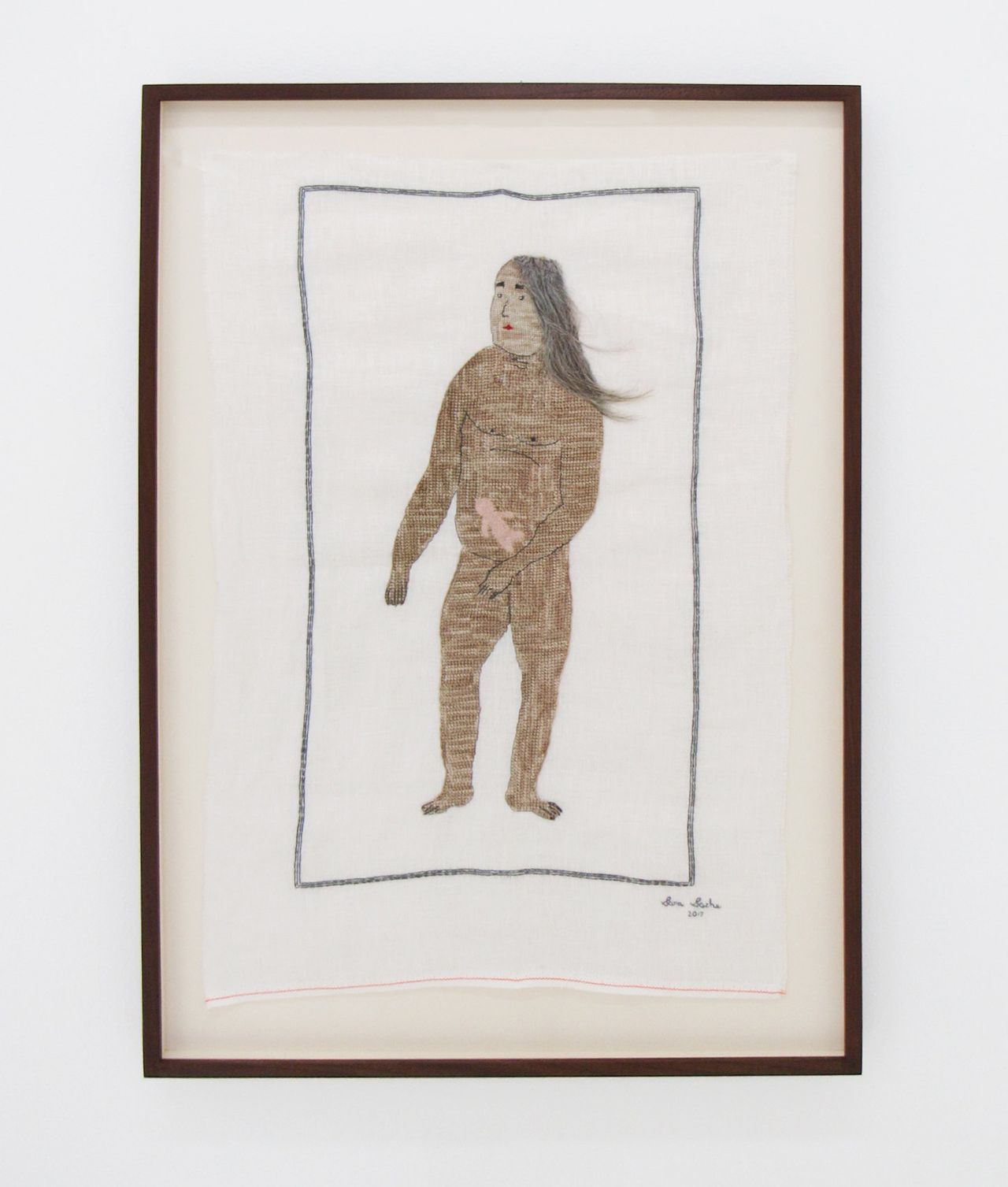 Sara Sachs, “Baby,” 2017, Cross-stitch on fabric, 27.5x18 inches
