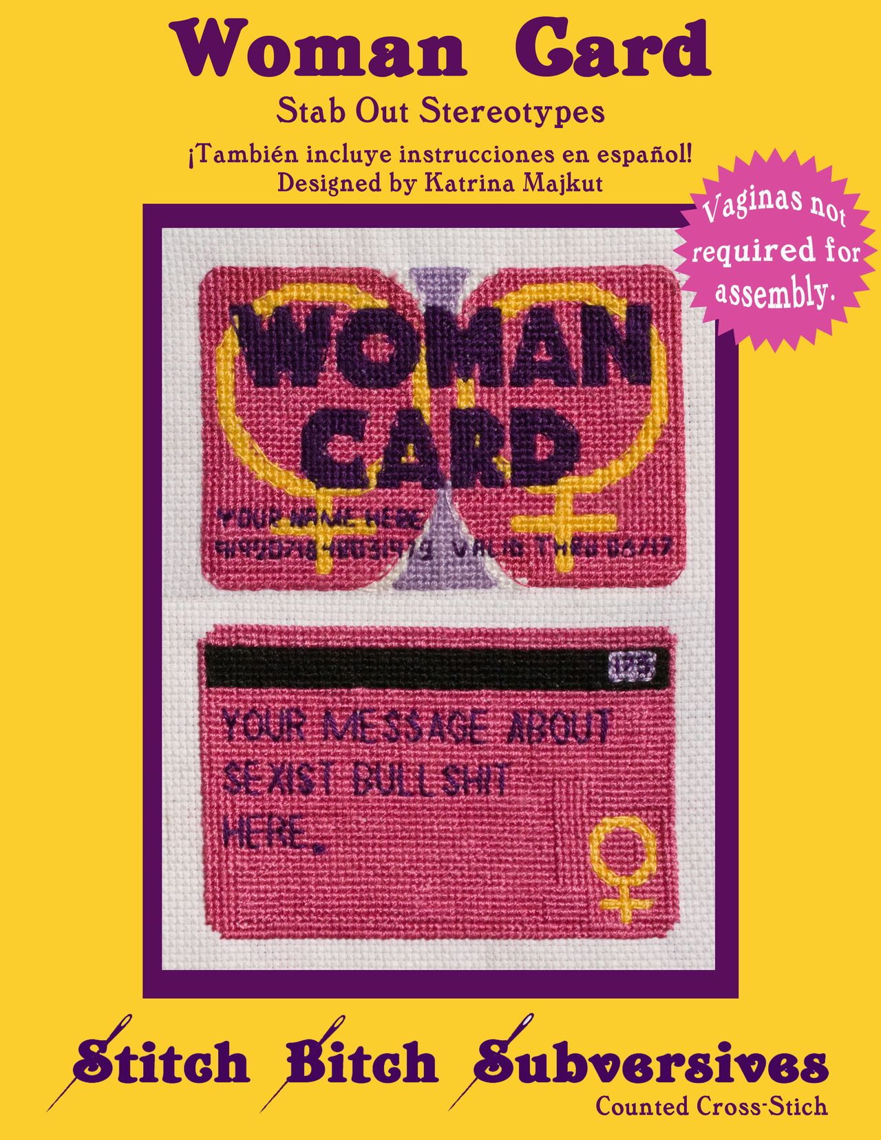 Katrina Majkut, “The Woman Card - Limited Edition Kit,” 2017, Thread on cross-stitch fabric, 8.5 x 11 inches, Edition of 50