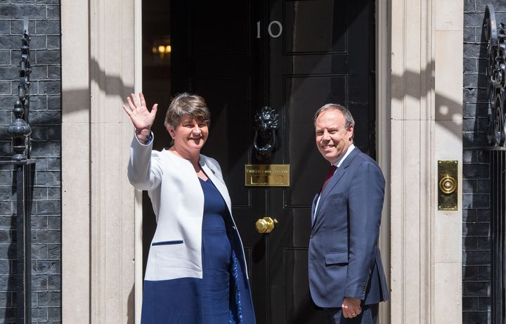 Arlene Foster and her deputy Nigel Dodds at Downing Street