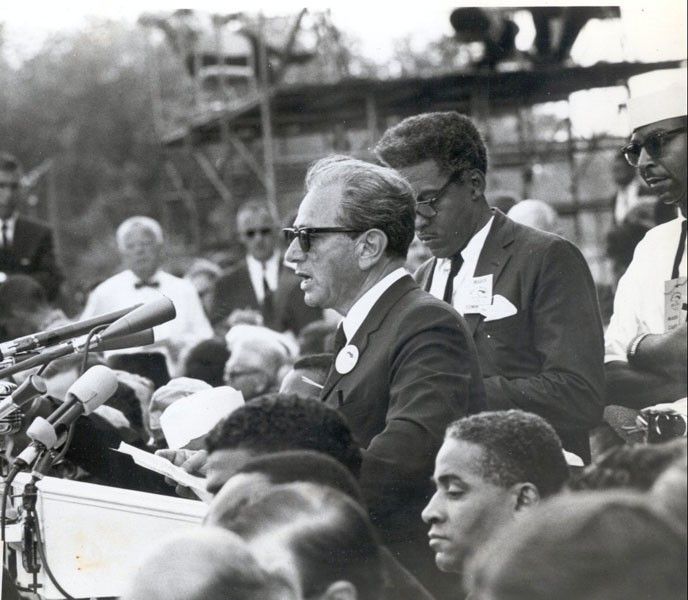 Rabbi Joachim Prinz delivering a speech at the August 1963 March on Washington for Jobs and Freedom. From Prinz: The Courage to Speak
