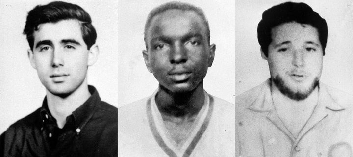 <p>Left to right: Andrew Goodman, James Chaney, and Michael Schwerner</p>