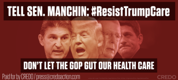 One of CREDO Action's billboards, targeting Sen. Joe Manchin (D-W.V.)