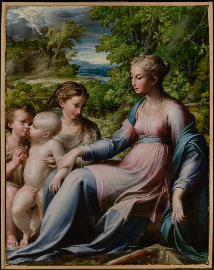 <p><em>Virgin with Child, St. John the Baptist, and Mary Magdalene</em> (about 1530-40). Parmigianino (Francesco Mazzola, Italian, 1503-1540). Oil on paper, laid down on panel, 75.5 x 59.7 cm (29 1Ž2 x 23 1Ž2 in.) Courtesy of Sotheby’s. </p>