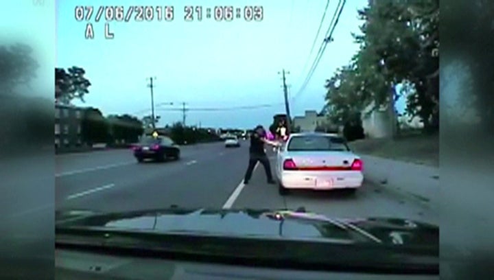 A still photo taken from a dashcam video shows the July 2016 police shooting of Philando Castile. Officer Jeronimo Yanez can be seen pointing a gun into the vehicle.