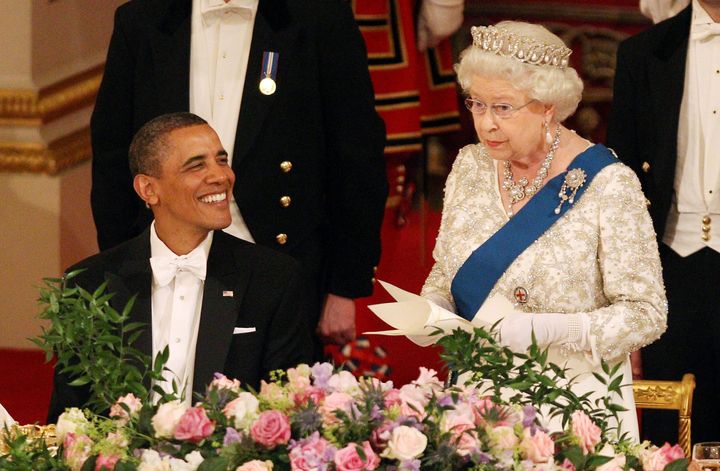 The Queen pays tribute to President Barack Obama on his state visit in 2011.