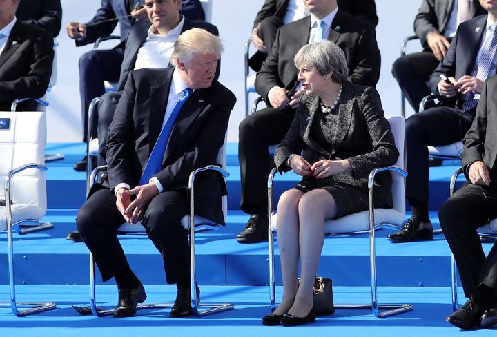 Donald Trump and Theresa May at the Nato summit this year.