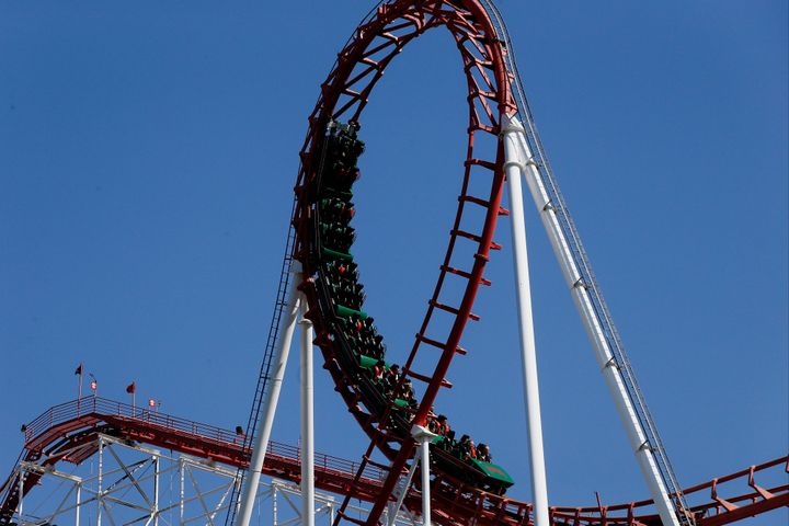 The proposed 'entertainment city' will include a Six Flags theme park (pictured is a rollercoaster at the park in Valencia, California)