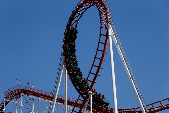 The proposed 'entertainment city' will include a Six Flags theme park (pictured is a rollercoaster at the park in Valencia, California)