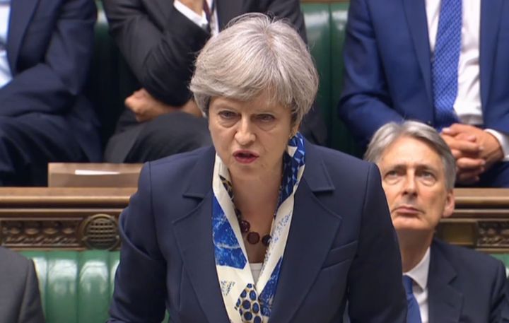 Theresa May speaking in response to the Queen's speech, following the State Opening of Parliament.