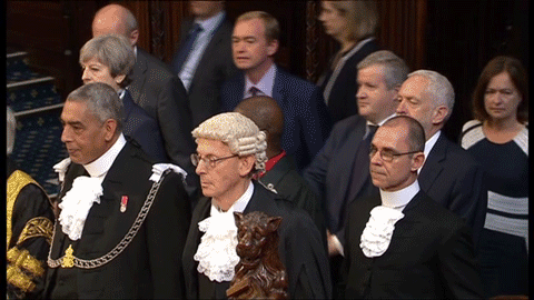 Winky face: Jeremy Corbyn appears to be enjoying himself at the State Opening of Parliament