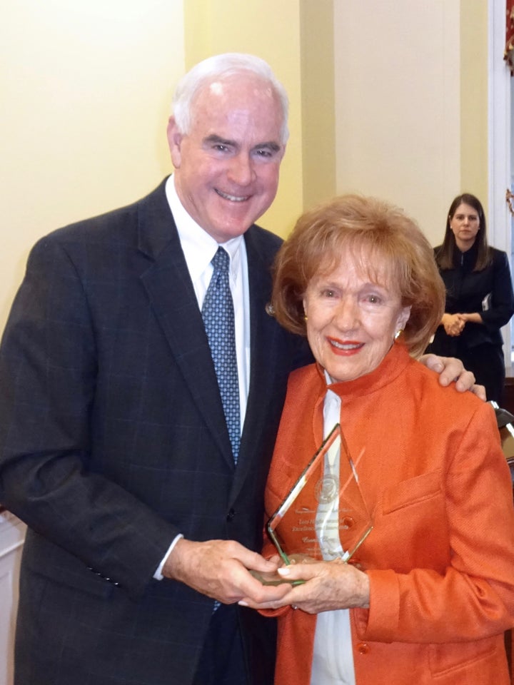 Congressman Pat Meehan (R-PA 7th) presents Connie Clery, Co-Founder of the Clery Center, with the 2017 Lois Haight Award of Excellence and Innovation. April 5, 2017 in Washington, DC.