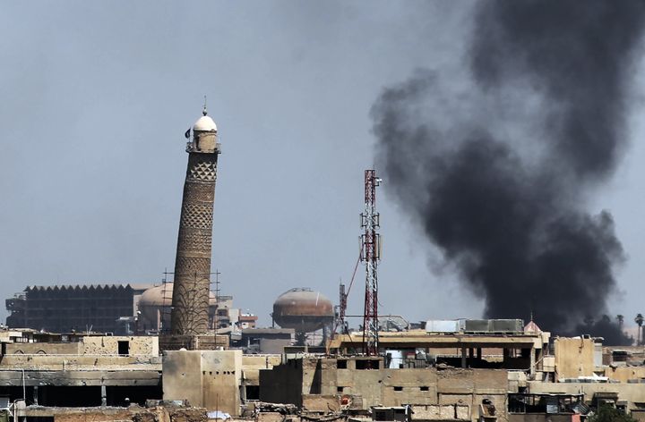 Smoke is seen billowing from Mosul's Old City earlier this month during the ongoing offensive by Iraqi forces.