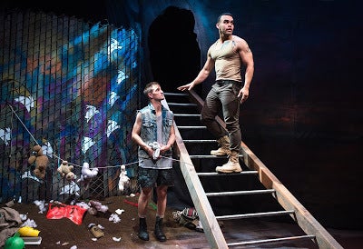 <p>JD Scalzo and Ed Berkeley in a scene from <strong><em>warplay</em></strong></p>