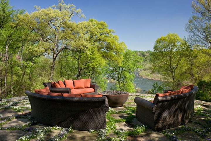 Outside, a patio comes with views of the Potomac River.