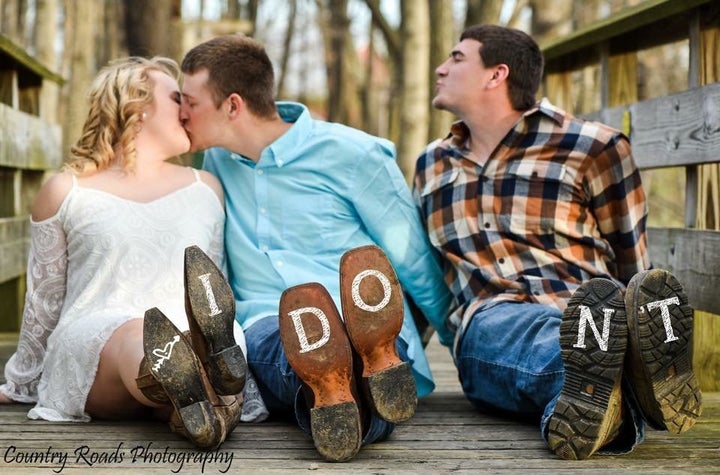 Berger Photoshopped “I” onto Brittney’s boot, “DO” onto Kody’s, and “N’T” onto Mitch’s.