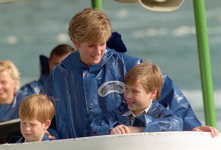 Princes Harry and William with their mother Diana in Niagara Falls in 1991 