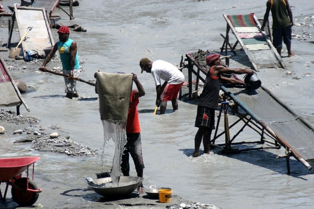 Artisanal gold mining site in Papua in Indonesia. 