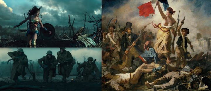 There is more than a resemblance between scenes from Patty Jenkin’s 2017 film, Wonder Woman, and such historical art works as Eugène Delacroix’s 1839 painting, Liberty Leading the People and the various art from around the world depicted below. Each of these images convey that the essential spirit of the Courageous Woman Rebel represented victory and freedom for all even when women in reality were subservient to men.