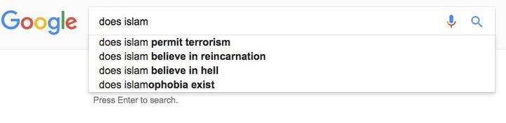 Google's autofill suggestions for the query 