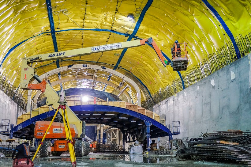 Construction on the Second Avenue Subway's 86th St. cavern on January 21, 2014, in New York City.