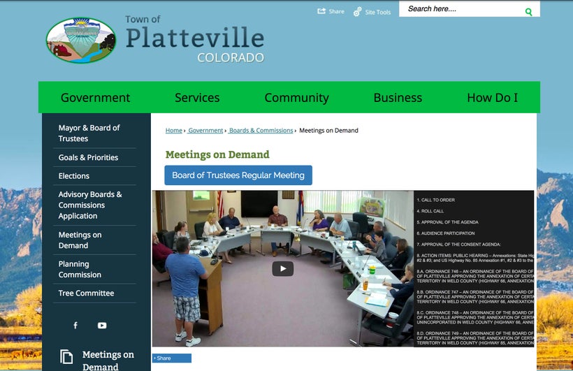 Platteville, CO (pop 2,608) was the first small town to implement the new transparency software offered by the Open Media Fou