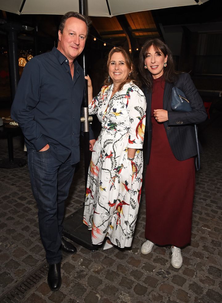 David Cameron, Alexandra Shulman and Samantha Cameron attend British Vogue editor Alexandra Shulman's leaving party.