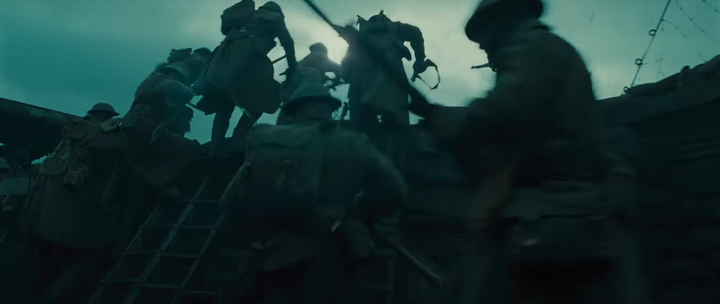 Out of the trenches: the moment the men of the allied troops rally behind Wonder Woman. 