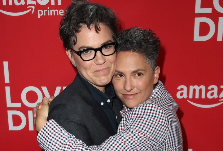 Sarah Gubbins (L) and Jill Soloway attend the premiere of Amazon's 'I Love Dick' at the Linwood Dunn Theater on April 20, 2017 in Los Angeles, California.